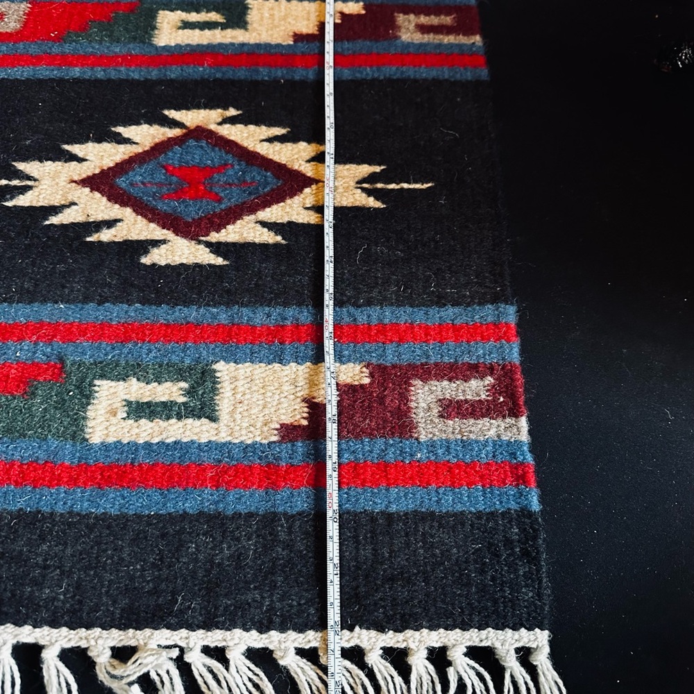 Unique Vintage Black and Red Geometric Rug - Picture 6 of 6